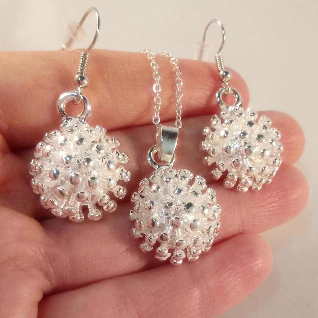 Silver Plated Star Burst Dangle Earrings Pendant Necklace Set Womens Classic 30$
